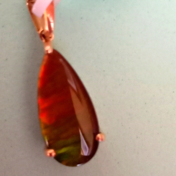 10k YELLOW GOLD AAA CANADIAN AMMOLITE SOLITAIRE PENDANT - Picture 1 of 7